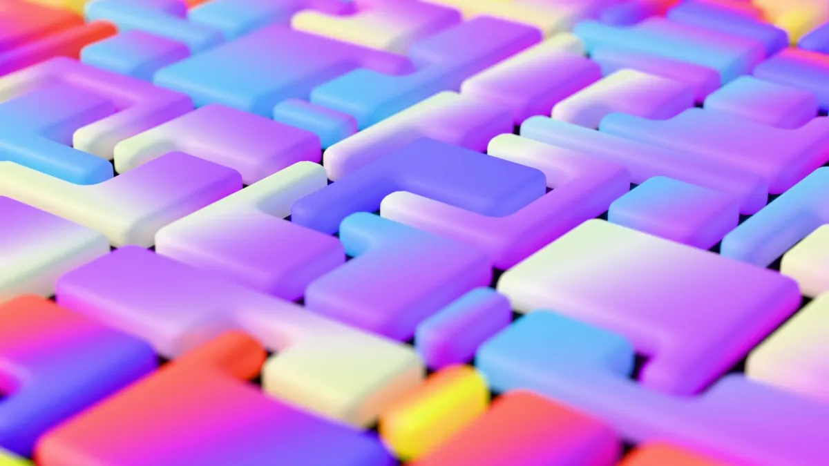 Colourful grid of rounded blocks, symbolising the AI layer